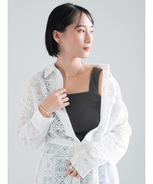 Te chichi（テチチ）の「テレコスクエアタンクトップ（Tシャツ/カットソー・レディース・チャコールグレー/オフホワイト/ブラック・F）」の4枚目の写真