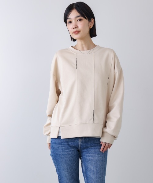Bou Jeloud(ブージュルード)の「ライン刺繍プルオーバー(スウェット・レディース・ブラック/チャコールグレー/オフホワイト/ベージュ・FREE)」の1枚目の写真
