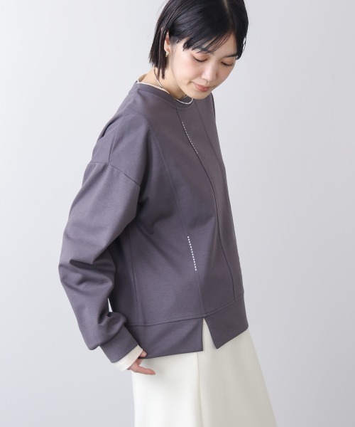 Bou Jeloud(ブージュルード)の「ライン刺繍プルオーバー(スウェット・レディース・ブラック/チャコールグレー/オフホワイト/ベージュ・FREE)」の4枚目の写真