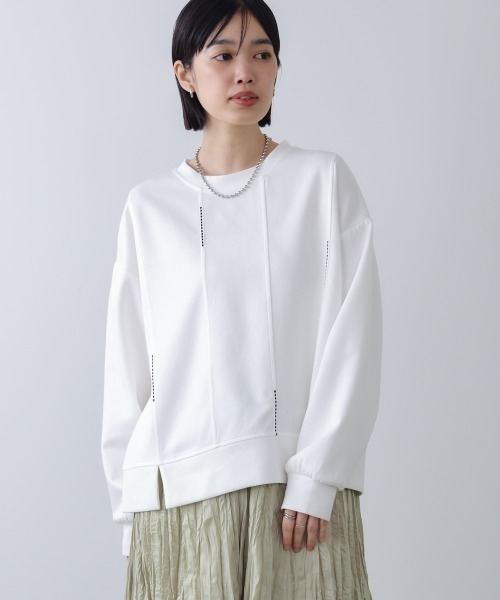 Bou Jeloud(ブージュルード)の「ライン刺繍プルオーバー(スウェット・レディース・ブラック/チャコールグレー/オフホワイト/ベージュ・FREE)」の6枚目の写真