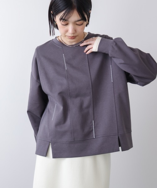 Bou Jeloud(ブージュルード)の「ライン刺繍プルオーバー(スウェット・レディース・ブラック/チャコールグレー/オフホワイト/ベージュ・FREE)」の14枚目の写真