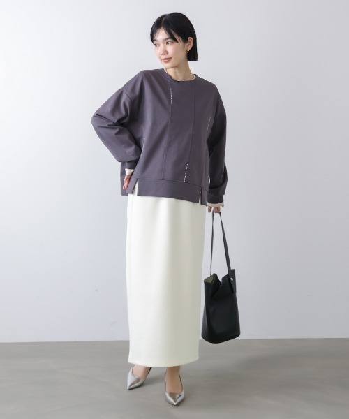 Bou Jeloud(ブージュルード)の「ライン刺繍プルオーバー(スウェット・レディース・ブラック/チャコールグレー/オフホワイト/ベージュ・FREE)」の15枚目の写真