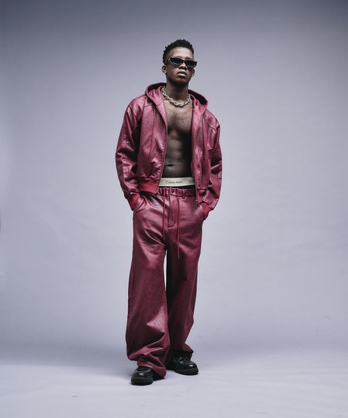 ANDER HUNK(アンダーハンク)の「Leather Like Coated Sweat Pants / レザーライクコーティングスウェットパンツ(スウェットパンツ・メンズ・バーガンディー/グレー・LARGE/MEDIUM/SMALL)」の12枚目の写真