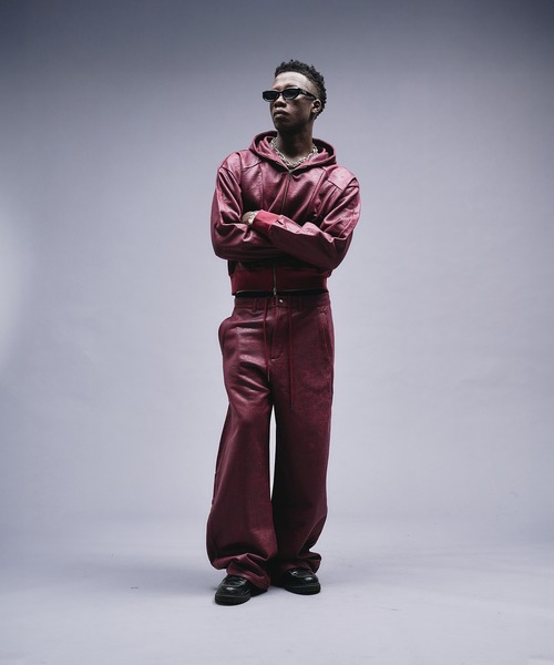 ANDER HUNK(アンダーハンク)の「Leather Like Coated Sweat Pants / レザーライクコーティングスウェットパンツ(スウェットパンツ・メンズ・バーガンディー/グレー・LARGE/MEDIUM/SMALL)」の7枚目の写真