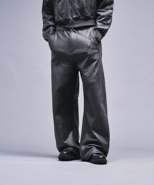 セール】Leather Like Coated Sweat Pants / レザーライクコーティング