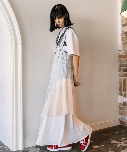 AULA AILA（アウラアイラ）の「2WAY3ファブリックジャンパースカート（ジャンパースカート・レディース・ブルー/ライトブルー/ブラック・1/0）」の19枚目の写真