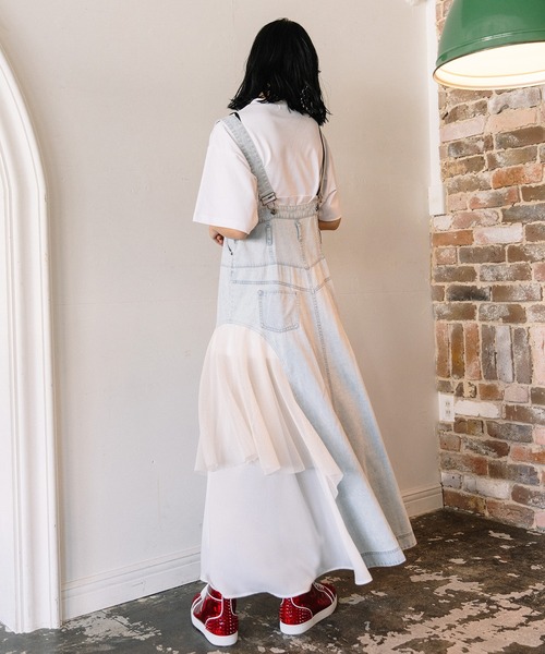 AULA AILA（アウラアイラ）の「2WAY3ファブリックジャンパースカート（ジャンパースカート・レディース・ブルー/ライトブルー/ブラック・1/0）」の20枚目の写真