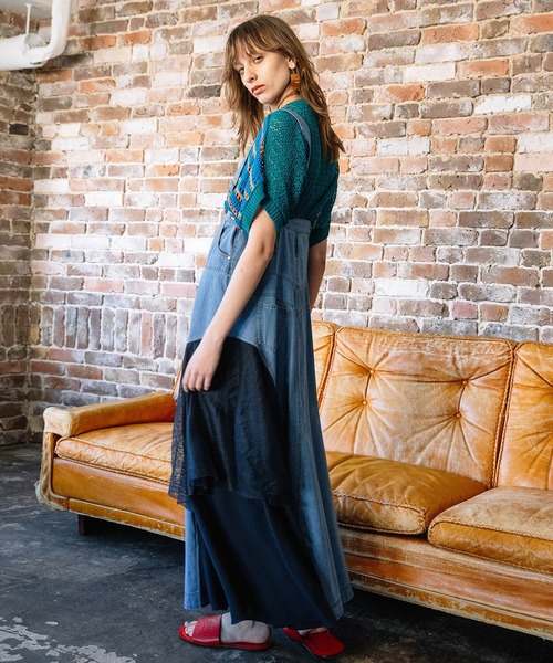 AULA AILA（アウラアイラ）の「2WAY3ファブリックジャンパースカート（ジャンパースカート・レディース・ブルー/ライトブルー/ブラック・1/0）」の4枚目の写真