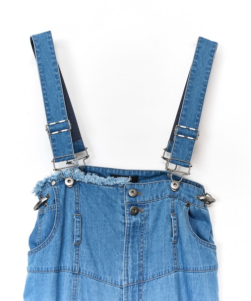 AULA AILA（アウラアイラ）の「2WAY3ファブリックジャンパースカート（ジャンパースカート・レディース・ブルー/ライトブルー/ブラック・1/0）」の5枚目の写真