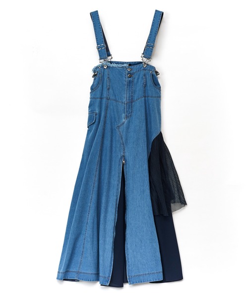 AULA AILA（アウラアイラ）の「2WAY3ファブリックジャンパースカート（ジャンパースカート・レディース・ブルー/ライトブルー/ブラック・1/0）」の10枚目の写真