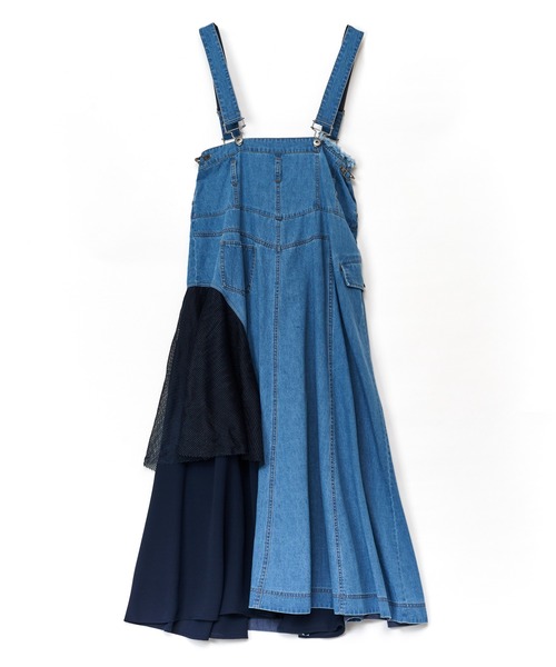 AULA AILA（アウラアイラ）の「2WAY3ファブリックジャンパースカート（ジャンパースカート・レディース・ブルー/ライトブルー/ブラック・1/0）」の11枚目の写真