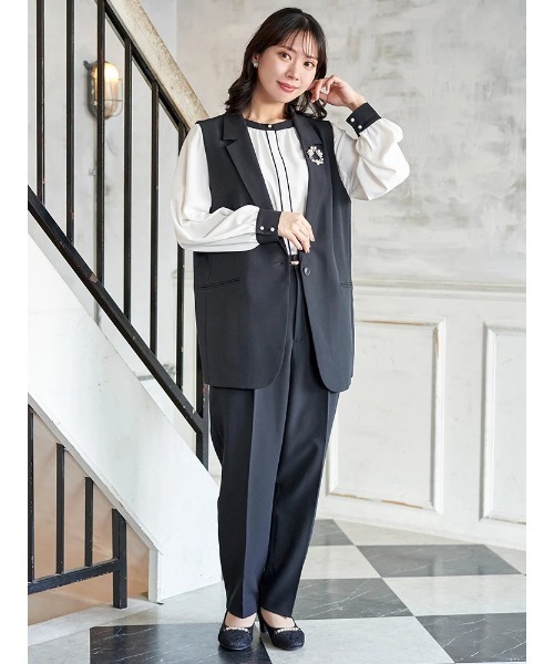 Re-J&SUPURE(リジェイアンドスプル)の「【大きいサイズ】【Wクロス】テーパードパンツ(セットアップ可)(その他パンツ・レディース・ライトグレー/ネイビー/ブラック・XX-LARGE/XXX-LARGE/XXXX-LARGE)」の13枚目の写真
