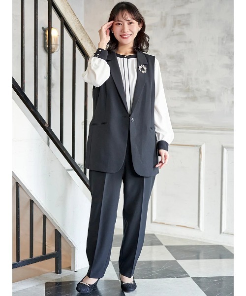 Re-J&SUPURE(リジェイアンドスプル)の「【大きいサイズ】【Wクロス】テーパードパンツ(セットアップ可)(その他パンツ・レディース・ライトグレー/ネイビー/ブラック・XX-LARGE/XXX-LARGE/XXXX-LARGE)」の14枚目の写真