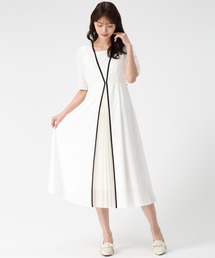 2026春夏新作 フロントプリーツ配色ワンピース