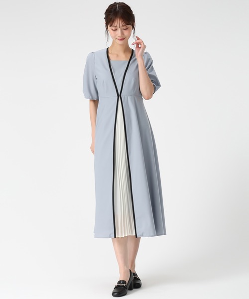 2026春夏新作 フロントプリーツ配色ワンピース（ワンピース）｜MISCH