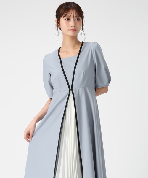 2026春夏新作 フロントプリーツ配色ワンピース（ワンピース）｜MISCH