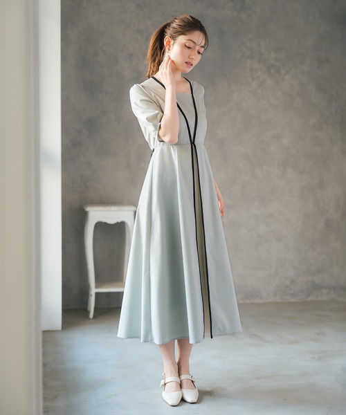2026春夏新作 フロントプリーツ配色ワンピース（ワンピース）｜MISCH