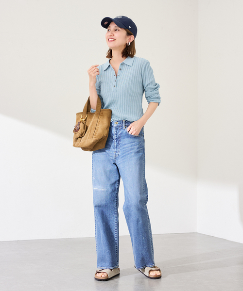 FRAMeWORK（フレームワーク）の「リブニットポロシャツ（ニット/セーター・レディース・イエロー/サックスブルー/アイボリー・FREE）」の14枚目の写真