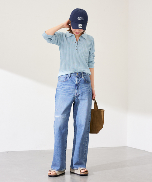 FRAMeWORK（フレームワーク）の「リブニットポロシャツ（ニット/セーター・レディース・イエロー/サックスブルー/アイボリー・FREE）」の15枚目の写真