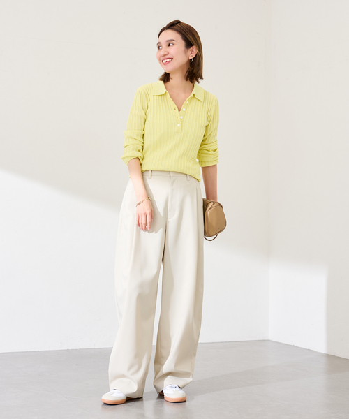 FRAMeWORK（フレームワーク）の「リブニットポロシャツ（ニット/セーター・レディース・イエロー/サックスブルー/アイボリー・FREE）」の21枚目の写真