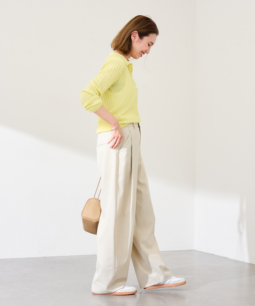 FRAMeWORK（フレームワーク）の「リブニットポロシャツ（ニット/セーター・レディース・イエロー/サックスブルー/アイボリー・FREE）」の22枚目の写真