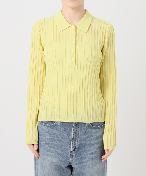 FRAMeWORK（フレームワーク）の「リブニットポロシャツ（ニット/セーター・レディース・イエロー/サックスブルー/アイボリー・FREE）」の7枚目の写真