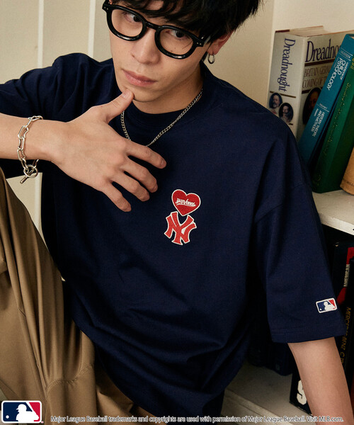 PUBLUX（パブリュクス）の「PUBLUX/パブリュクス 別注MLB ワンポイントハートTシャツ　限定展開（Tシャツ/カットソー・メンズ・ブラック/オフホワイト/ネイビー/グレー/ピンク/ブラウン/ライトグレー・L/M/ﾌﾘ-）」の6枚目の写真