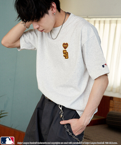 PUBLUX（パブリュクス）の「PUBLUX/パブリュクス 別注MLB ワンポイントハートTシャツ　限定展開（Tシャツ/カットソー・メンズ・ブラック/オフホワイト/ネイビー/グレー/ピンク/ブラウン/ライトグレー・L/M/ﾌﾘ-）」の11枚目の写真