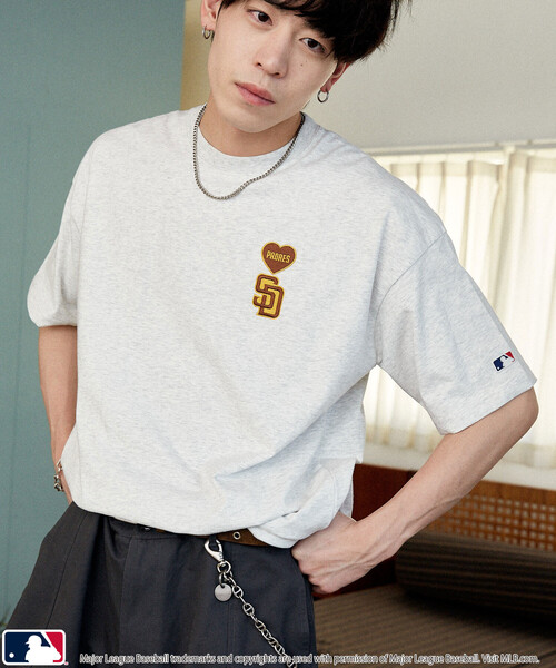 PUBLUX（パブリュクス）の「PUBLUX/パブリュクス 別注MLB ワンポイントハートTシャツ　限定展開（Tシャツ/カットソー・メンズ・ブラック/オフホワイト/ネイビー/グレー/ピンク/ブラウン/ライトグレー・L/M/ﾌﾘ-）」の12枚目の写真