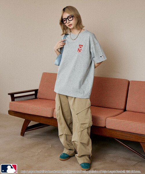 PUBLUX（パブリュクス）の「PUBLUX/パブリュクス 別注MLB ワンポイントハートTシャツ　限定展開（Tシャツ/カットソー・メンズ・ブラック/オフホワイト/ネイビー/グレー/ピンク/ブラウン/ライトグレー・L/M/ﾌﾘ-）」の19枚目の写真