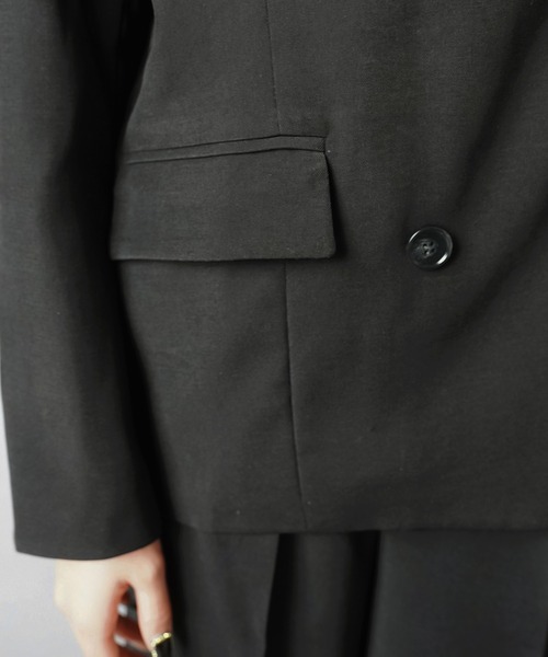 SPINNS（スピンズ）の「テーラードジャケット/ダブルボタン/セットアップ対応（テーラードジャケット・レディース・グレー/ブラック・ONESIZE）」の13枚目の写真