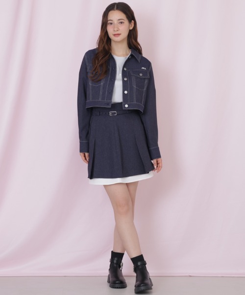 JILL by JILL STUART（ジルバイジルスチュアート）の「デニムライク配色ステッチジャケット（デニムジャケット・レディース・ピンク/ネイビー・MEDIUM/SMALL）」の15枚目の写真