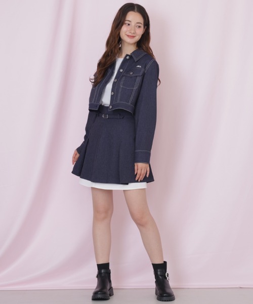 JILL by JILL STUART（ジルバイジルスチュアート）の「デニムライク配色ステッチジャケット（デニムジャケット・レディース・ピンク/ネイビー・MEDIUM/SMALL）」の16枚目の写真