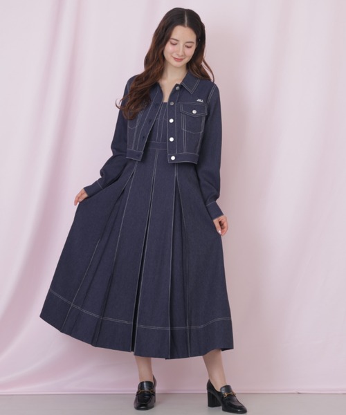 JILL by JILL STUART（ジルバイジルスチュアート）の「デニムライク配色ステッチジャケット（デニムジャケット・レディース・ピンク/ネイビー・MEDIUM/SMALL）」の10枚目の写真