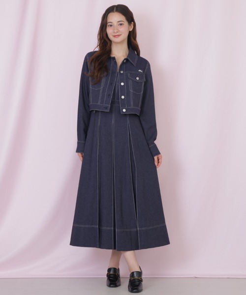 JILL by JILL STUART（ジルバイジルスチュアート）の「デニムライク配色ステッチジャケット（デニムジャケット・レディース・ピンク/ネイビー・MEDIUM/SMALL）」の12枚目の写真