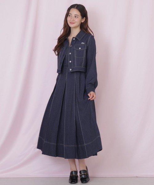 JILL by JILL STUART（ジルバイジルスチュアート）の「デニムライク配色ステッチジャケット（デニムジャケット・レディース・ピンク/ネイビー・MEDIUM/SMALL）」の11枚目の写真