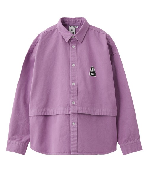 X-girl（エックスガール）の「FACE PATCH 2WAY LENGTH L/S SHIRT（シャツ/ブラウス・レディース・ライトピンク/ブラック/ホワイト・M/S）」の8枚目の写真