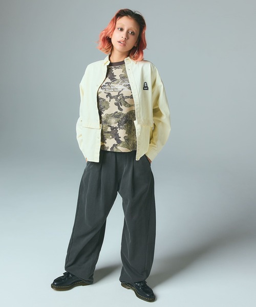 X-girl（エックスガール）の「FACE PATCH 2WAY LENGTH L/S SHIRT（シャツ/ブラウス・レディース・ライトピンク/ブラック/ホワイト・M/S）」の7枚目の写真