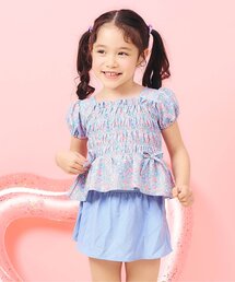 apres les cours | 【UVカット/リンク】ギンガム・トロピカル・フラワーシャーリングセパレート水着(水着)