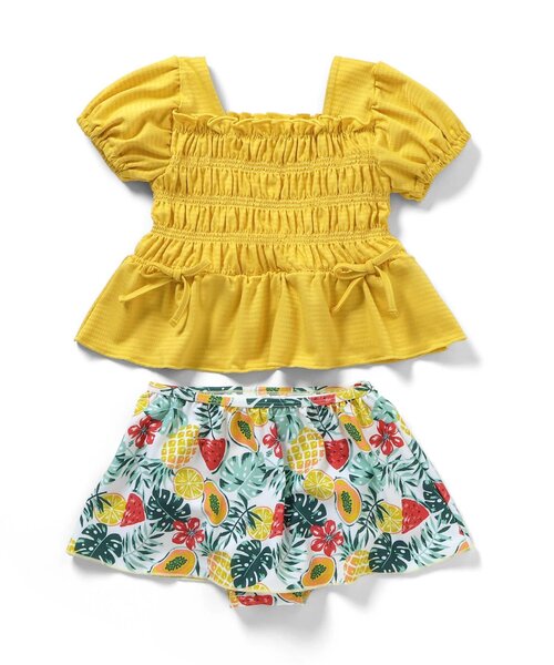 apres les cours（アプレレクール）の「【UVカット/リンク】ギンガム・トロピカル・フラワーシャーリングセパレート水着（水着・キッズ・レッド/サックスブルー/イエロー・80/90/100/110/120/130/140）」の18枚目の写真