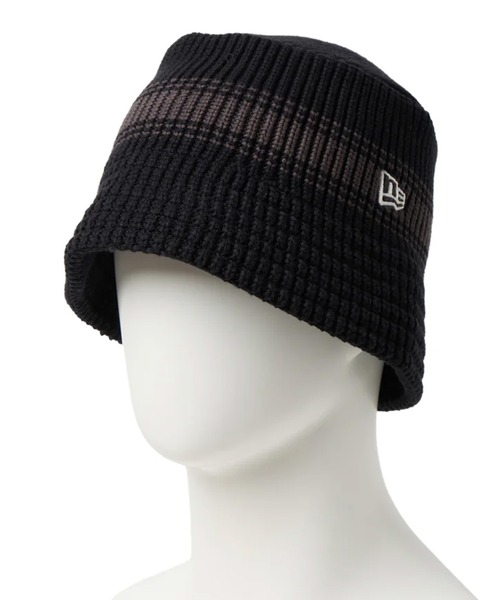 NEW ERA(ニューエラ)の「NEW ERA/ニューエラ バケットハット バケハ ニットバケット Visor Sticker ストライプ Flag Chain(ハット・メンズ・クリーム/ブラック系その他/ブラウン/ブラック・M/L)」の5枚目の写真