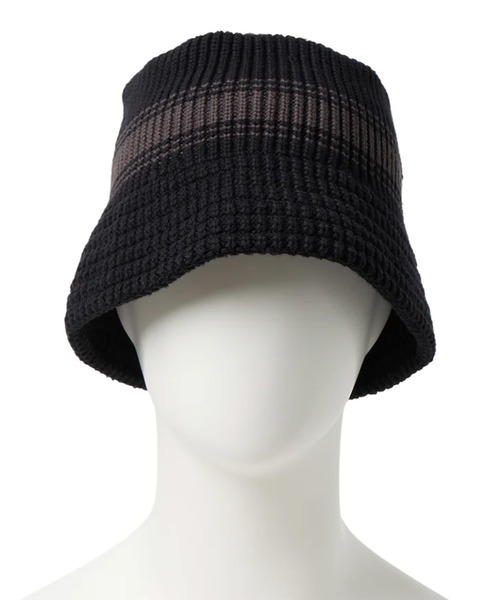 NEW ERA(ニューエラ)の「NEW ERA/ニューエラ バケットハット バケハ ニットバケット Visor Sticker ストライプ Flag Chain(ハット・メンズ・クリーム/ブラック系その他/ブラウン/ブラック・M/L)」の6枚目の写真