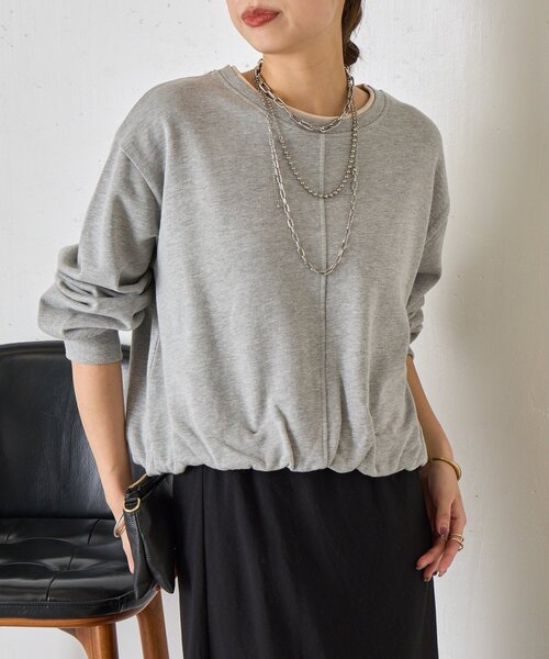 Jena espace merveilleux(ジェナ エスパスメルヴェイユ)の「裾バルーンプルオーバー(Tシャツ/カットソー・レディース・チャコールグレー/グレー/オフホワイト・FREE)」の3枚目の写真