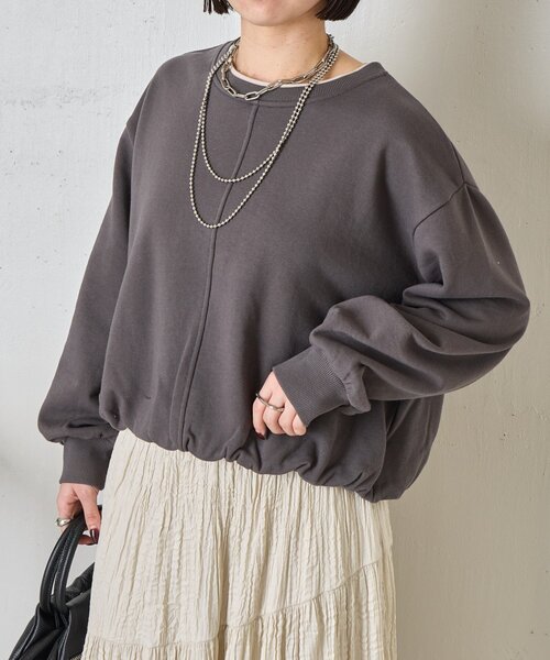 Jena espace merveilleux(ジェナ エスパスメルヴェイユ)の「裾バルーンプルオーバー(Tシャツ/カットソー・レディース・チャコールグレー/グレー/オフホワイト・FREE)」の2枚目の写真