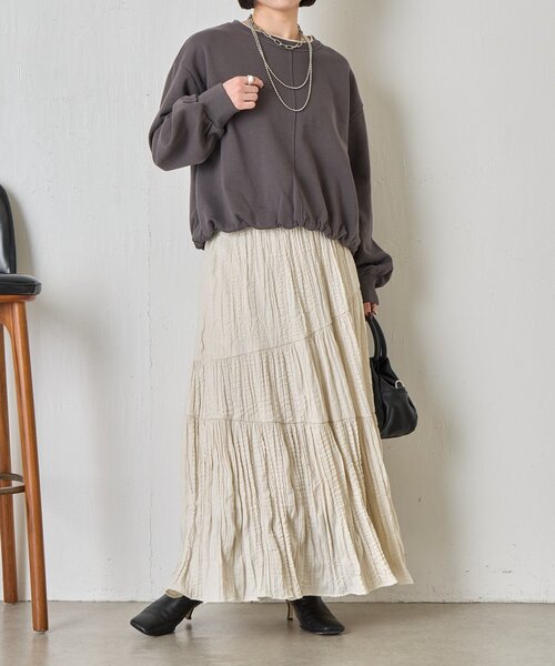Jena espace merveilleux(ジェナ エスパスメルヴェイユ)の「裾バルーンプルオーバー(Tシャツ/カットソー・レディース・チャコールグレー/グレー/オフホワイト・FREE)」の4枚目の写真