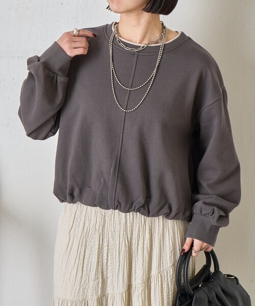 Jena espace merveilleux(ジェナ エスパスメルヴェイユ)の「裾バルーンプルオーバー(Tシャツ/カットソー・レディース・チャコールグレー/グレー/オフホワイト・FREE)」の9枚目の写真