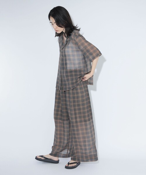 BEAMS BOY（ビームスボーイ）の「maturely / ボイル チェック ワイド イージー（その他パンツ・レディース・ブラウン/ピンク・ONE SIZE）」の15枚目の写真