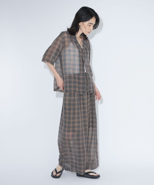 BEAMS BOY（ビームスボーイ）の「maturely / ボイル チェック ワイド イージー（その他パンツ・レディース・ブラウン/ピンク・ONE SIZE）」の14枚目の写真