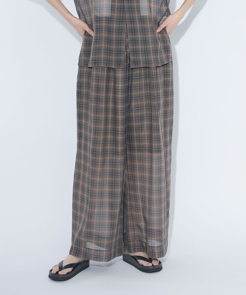 BEAMS BOY（ビームスボーイ）の「maturely / ボイル チェック ワイド イージー（その他パンツ・レディース・ブラウン/ピンク・ONE SIZE）」の13枚目の写真