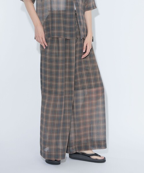 BEAMS BOY（ビームスボーイ）の「maturely / ボイル チェック ワイド イージー（その他パンツ・レディース・ブラウン/ピンク・ONE SIZE）」の12枚目の写真